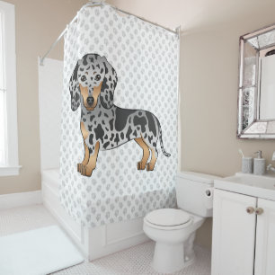 Black And Tan Dapple Short Hair Dachshund & Paws Shower Curtain
