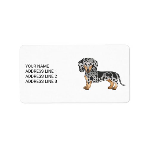 Black And Tan Dapple Short Hair Dachshund  Text Label