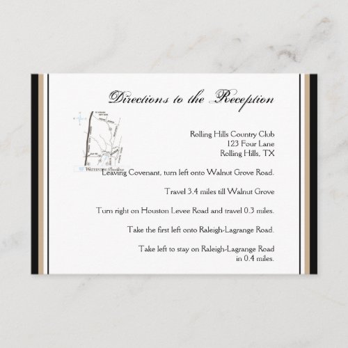 Black and Tan Diamond Frame Wedding Directions Enclosure Card