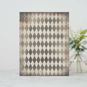 Black and Tan Distressed Harlequin Pattern Paper