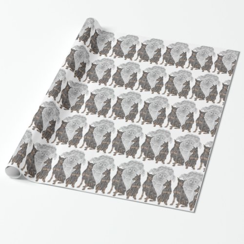 Black and Tan Doberman Dogs Wrapping Paper