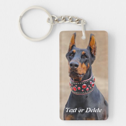 Black and Tan Doberman Pinscher in Jeweled collar Keychain