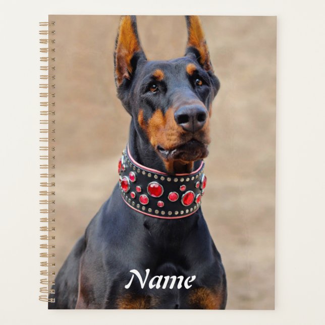Black and Tan Doberman Pinscher in Jeweled collar Planner (Front)