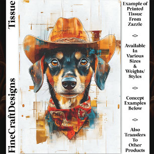 Black and Tan Dog, Cowboy Hat DE1 Decoupage Tissue Paper