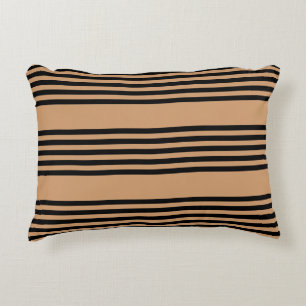 Black and tan five stripe pattern accent pillow