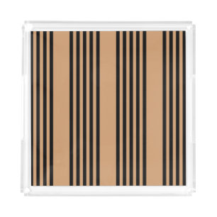 Black and tan five stripe pattern acrylic tray