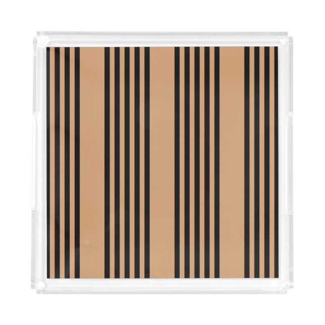 Black and tan five stripe pattern acrylic tray (Front)