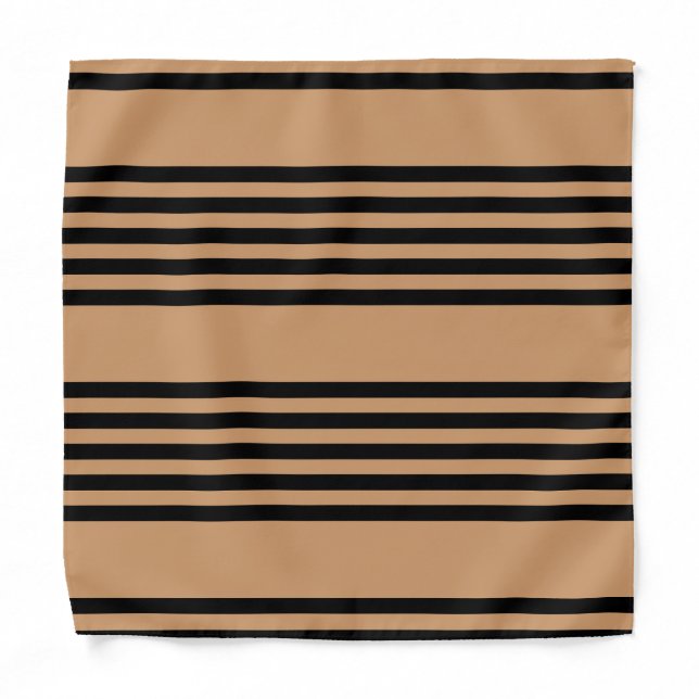 Black and tan five stripe pattern bandana (Front)