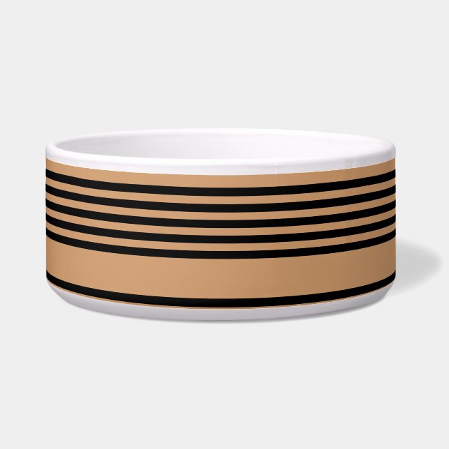 Black and tan five stripe pattern bowl (Front)