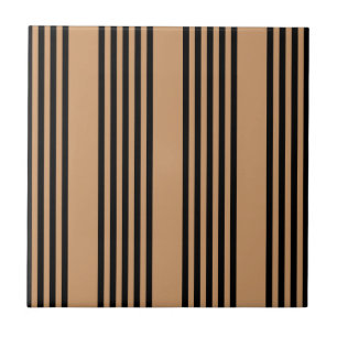 Black and tan five stripe pattern ceramic tile