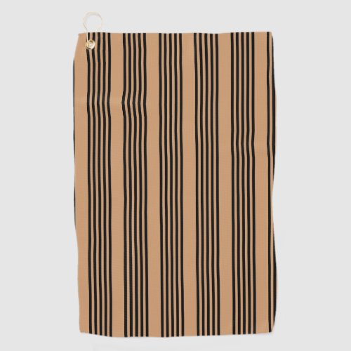 Black and tan five stripe pattern golf towel