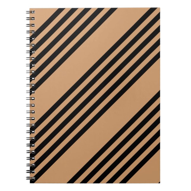 Black and tan five stripe pattern notebook (Front)