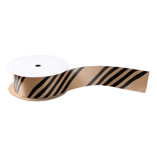 Black and tan five stripe pattern satin ribbon