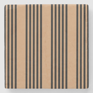 Black and tan five stripe pattern stone coaster