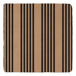 Black and tan five stripe pattern trivet
