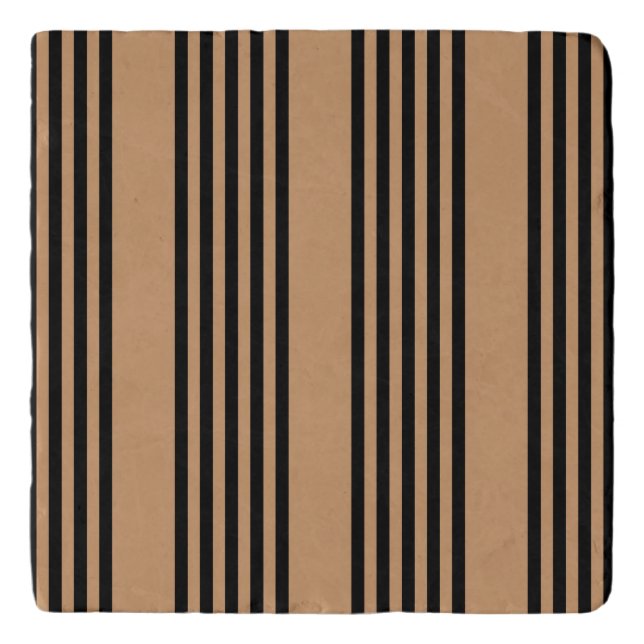 Black and tan five stripe pattern trivet (Front)