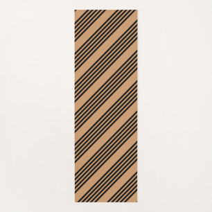 Black and tan five stripe pattern yoga mat