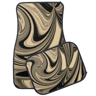 Black and Tan Floe Pattern Car Floor Mat