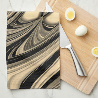 Black and Tan Floe Pattern Kitchen Towel