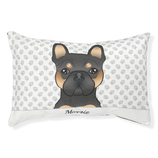 Black And Tan French Bulldog Dog Head &amp; Name Pet Bed