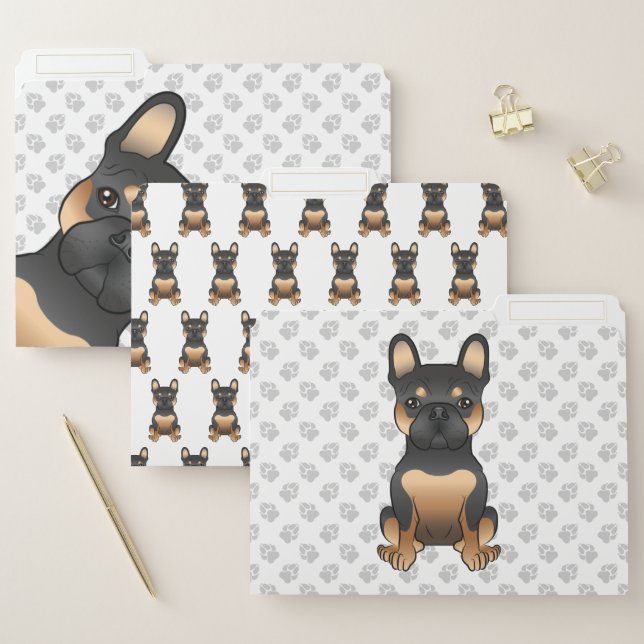 Black And Tan French Bulldog / Frenchie Cute Dogs File Folder (Set)