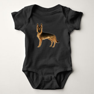 Black And Tan German Shepherd Artistic Dog Drawing Baby Bodysuit