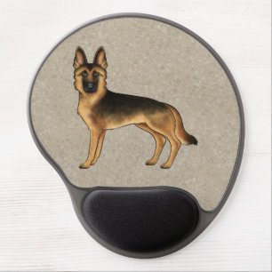 Black And Tan German Shepherd Cartoon Dog Brown Gel Mouse Pad