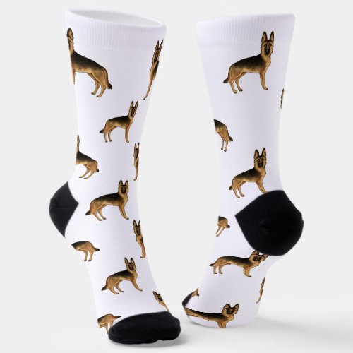 Black And Tan German Shepherd Cartoon Dog Pattern Socks
