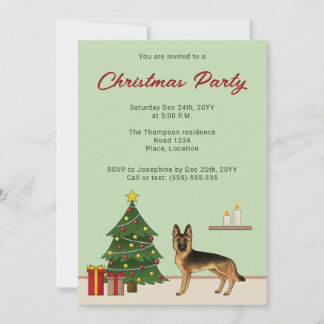 Black And Tan German Shepherd Christmas Party Invitation