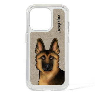 Black And Tan German Shepherd Close-up With Name iPhone 15 Pro Case