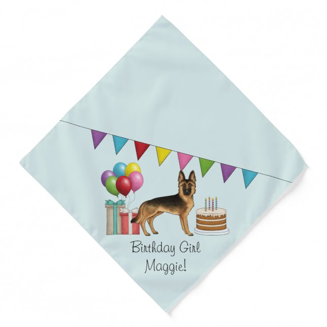 Black And Tan German Shepherd Colorful Birthday Bandana (Front)