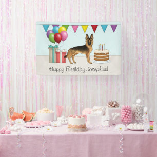 Black And Tan German Shepherd Colorful Birthday Banner