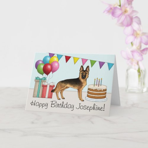 Black And Tan German Shepherd Colorful Birthday Card