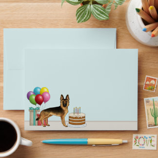 Black And Tan German Shepherd Colorful Birthday Envelope