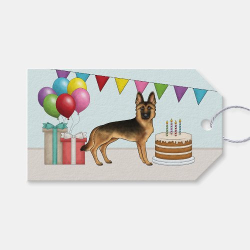 Black And Tan German Shepherd Colorful Birthday Gift Tags