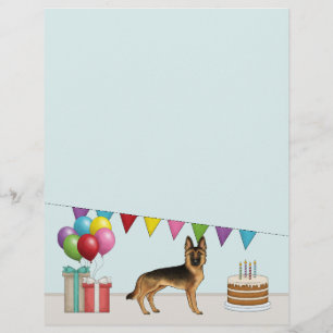 Black And Tan German Shepherd Colorful Birthday Letterhead