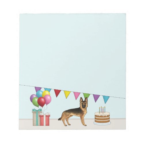 Black And Tan German Shepherd Colorful Birthday Notepad