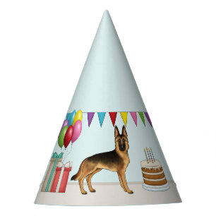 Black And Tan German Shepherd Colorful Birthday Party Hat