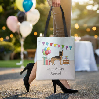 Black And Tan German Shepherd Colorful Birthday Tote Bag