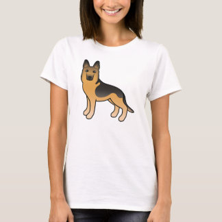 Black And Tan German Shepherd Cute Cartoon Dog T-Shirt