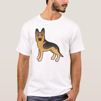 Black And Tan German Shepherd Cute Cartoon Dog T-Shirt