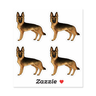 Black And Tan German Shepherd Cute Cartoon Dogs Sticker