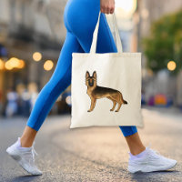 Black And Tan German Shepherd Cute GSD Dog Drawing Tote Bag