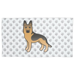 Black And Tan German Shepherd Dog And Gray Paws Pillow Case