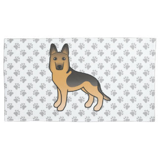 Black And Tan German Shepherd Dog And Gray Paws Pillow Case