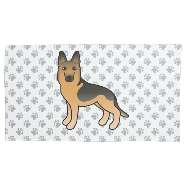Black And Tan German Shepherd Dog And Gray Paws Pillow Case (Front)