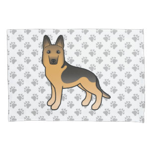 Black And Tan German Shepherd Dog And Gray Paws Pillow Case
