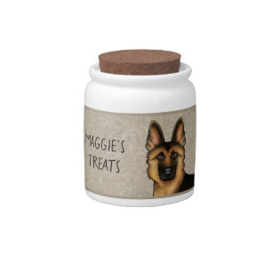 Black And Tan German Shepherd Dog Brown Pet Treat Candy Jar