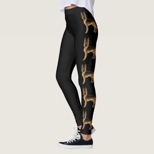 Black And Tan German Shepherd Dog Illustrations Leggings (Left)