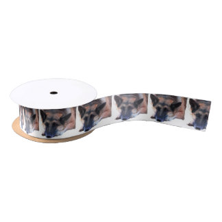 Black and Tan German Shepherd Dog in Watercolor Sa Satin Ribbon